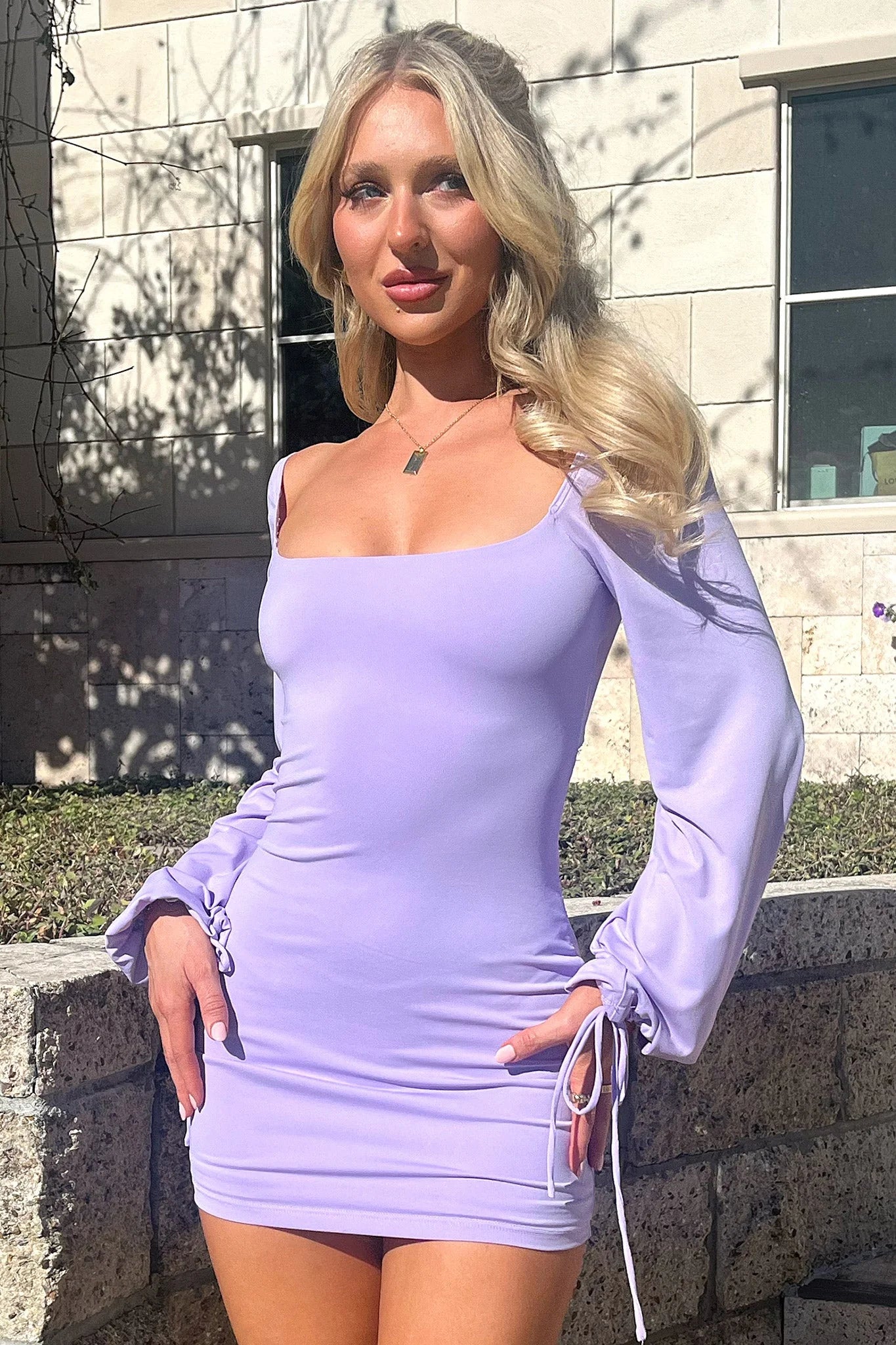 Atkinson Long Sleeve Mini Dress - Purple
