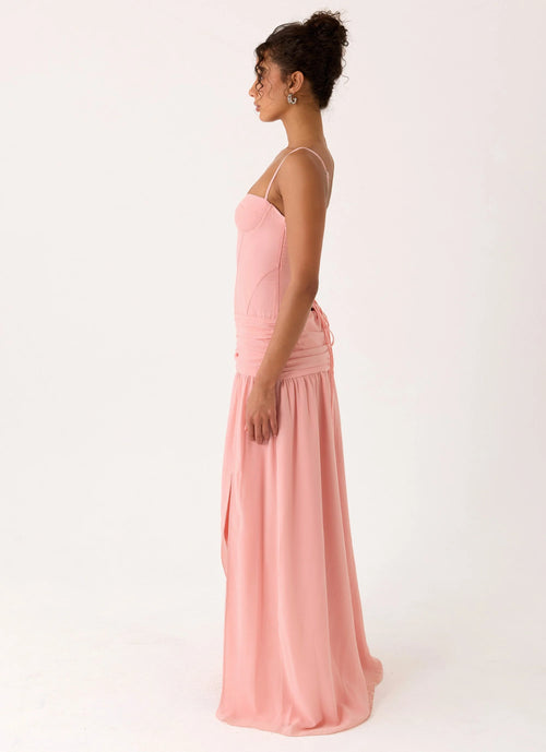Clemence Bustier Maxi Dress - Coral